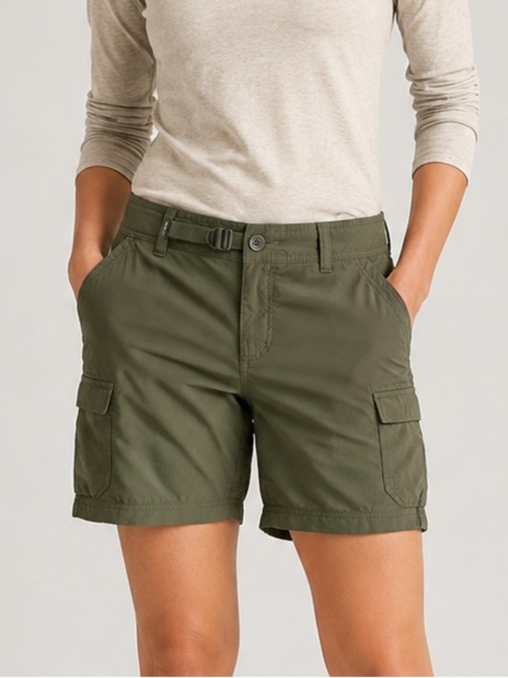 REI Co-op Sahara Cargo Hiking Shorts Olive Green Size 2 Belted Gorpcore Utility